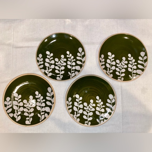 NWT Mud Pie Green Leaf Stoneware set of 4 Salad Plates - Picture 4 of 4